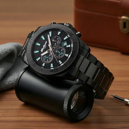 Image of Titan Octane Fashion Accendo Chronograph with Knurled Bezel & Lume Hands Watch for Men - 90239NM01