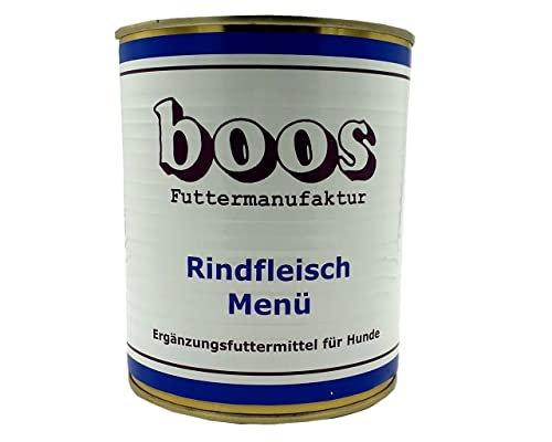 Boos Rindfleisch Menü 2 x 800g Dosen (insg. 1,6kg) Hundefutter Nass Futter, Rindfleisch (70%), Reis, Karotten, Pastinaken, Kürbis, Zucchini, Sellerie
