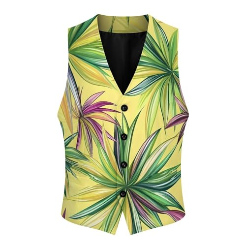 Colorful Agave Plants Casual Suit Vest for Men Formal Business Dress Regular Fit Waistcoat Tuxedo3
