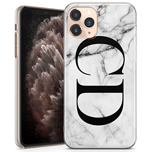 TULLUN - Cover rigida personalizzabile con nome e iniziali per iPhone, PLASTICA, Iniziali grandi in marmo grigio., for iPhone 7 plus / 8 plus