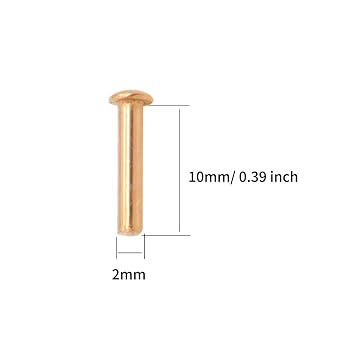 100 Pieces Round Head Solid Rivets Fasteners Copper Rivets (M2x10)
