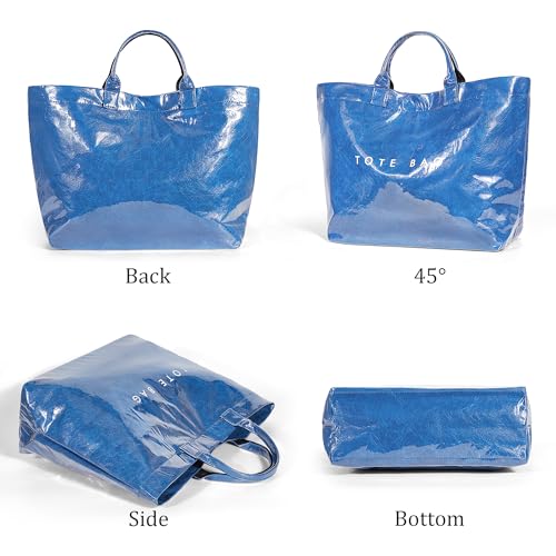 Image of PVC Tote Bag for Women Waterproof Plastic Jelly Tote Letter Print Hobo Handbag for Travel, Gift