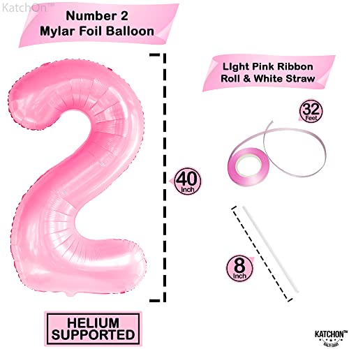 Image of Katchon, 40 Inch Pink Number 2 Balloons For 2nd Birthday Decorations