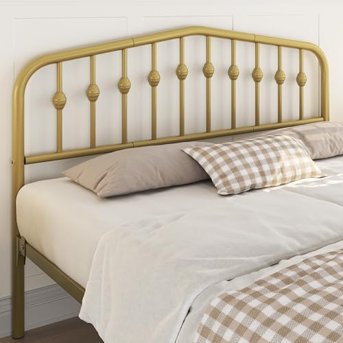 Yaheetech Metal Bed Frame Queen Size Metal Platform Bed Frame with Victorian Style Headboard/Footboard/Easy Assembly/No Box Spring Needed/Antique Gold