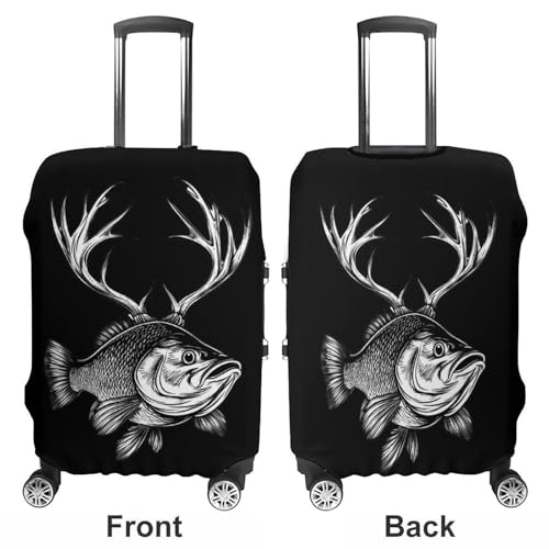 Bass Fish with Deer Antlers Luggage Covers Suitcase Protector Case Fits 19-32 Inch L3