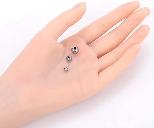 Miniatura 2 de Adabele SJF87-6 - 100 cuentas sueltas de acero inoxidable de grado 304 hipoalergénico de 0.236 in (0.24 pulgadas) sin costuras (agujero de 0.079 in)