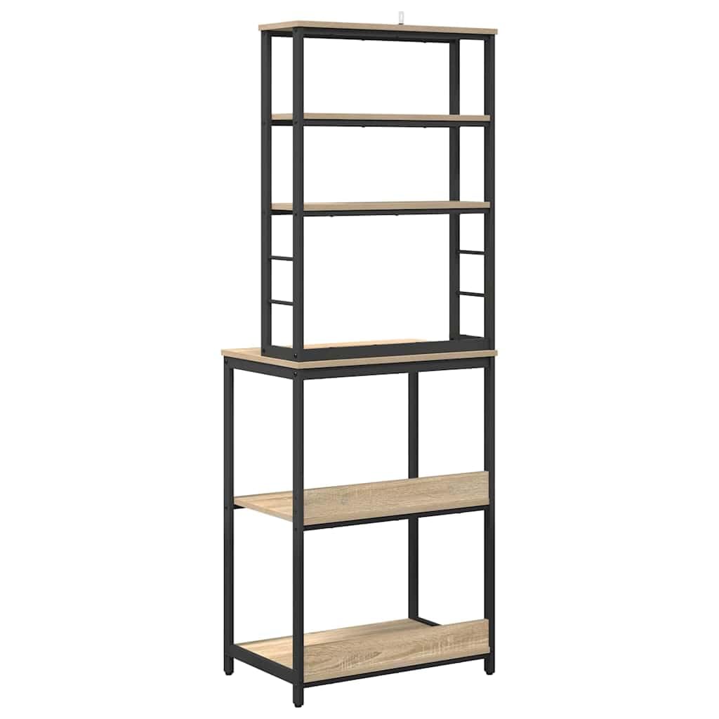 Industrielles Standregal Küche aus Holzwerkstoff mit Stahlrahmen, 60 x 40 x 168 cm, freistehendes Industrieregal für Kochutensilien und Deko, pflegeleicht