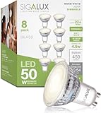 Sigalux GU10 LED Dimmable Bulb, 3000K Warm White Track Light Bulb, 4.5W(50W Halogen Equivalent) LED Bulbs, LED Bulb Replacement Recessed Track Lighting, UL Listed, 450 Lumens, 8 Pack