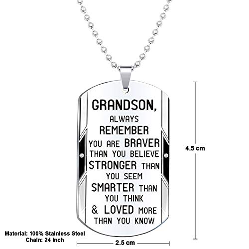 Elegant Chef Grandson Inspirational Jewelry Necklace Gift- Always Remember You Are Braver Stronger Smarter #TOP5