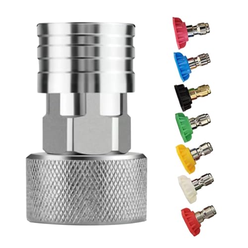 Boquilla para manguera de jardín de alta presión, adaptador ajustable de acero inoxidable – Con mango – para jardín, patio, espacios exteriores, coche,