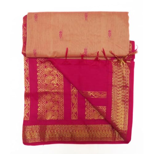 Image of Pure Kalyani Cotton Saree | Zari Border & Blouse Piece - Lata Gadwal Design | Traditional Saree