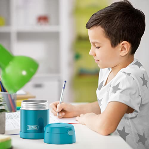 Thermos Funtainer 10 Ounce Stainless Steel Vacuum Insulated Kids Food Jar With Folding Spoon, Teal #TOP7