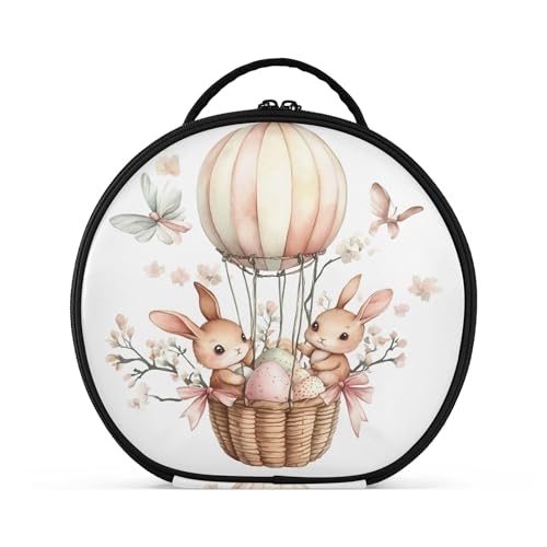 Takiito Cute Bunnies Hot Air Balloons Travel Makeup Case Portable Makeup Box Artist Cosmetic Case Organizer With Adjustable Dividers