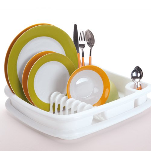 Escurridor De Platos Con Bandeja Juypal - Blanco, Polipropileno, Separadores Para Vajilla Y Cubertería