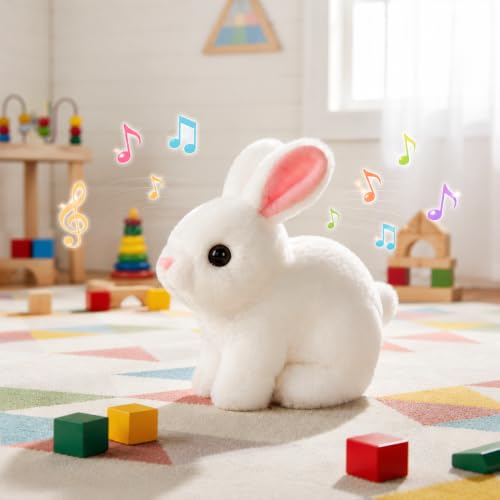 Image of Musical Rabbit Plush Toy for Kids | Soft Stuffed Bunny with Music | Cute White Rabbit Teddy for Boys & Girls | Baby Soft Toy | Birthday Gift for Toddlers, Infants & Children