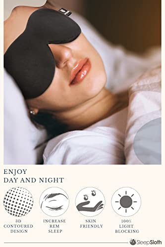 SleepSloth Sleep Eye Mask, 3D Contoured 100% Blackout Eye Mask, Sleep Mask with Adjustable Strap, Soft and Comfortable… - Image 3