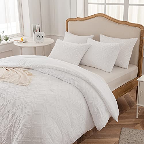Sleepbella King Size Comforter Set Lightweight Microfiber Bedding Set, Diamond Tufted Design, Soft And Fluffy King Bed Comforter For All Seasons, White (King,104" W X 90" L, 3 Pieces) #TOP1