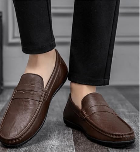 Men's Loafers Shoes PU Stitching Details Round Toe Slip Resistant Flexible Comfortable Classic Prom Slip-ons 7