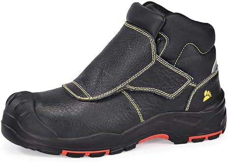 SAFETOE Welding Boots for Men Composite Toe Safety boots Fire Resistant Welding Boot 300℃Heat Resistant Welder Working Boots, 8 Wide, Hro-black