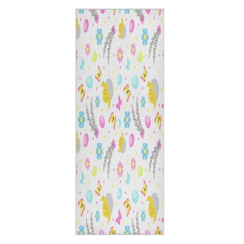 pnyoin Easter Flowers and Chick Yoga Towel,Hot Yoga Mat Towel with Grip Dots Sweat Absorbent Non-Slip for Hot Yoga, 24
