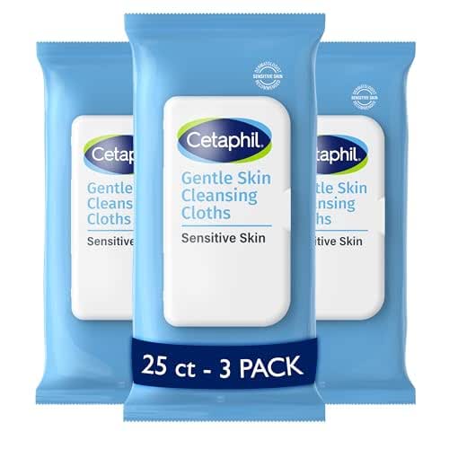 Cetaphil Face and Body Wipes, Gentle Skin Cleansing Cloths, 25