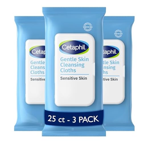 Cetaphil Face and Body Wipes, Gentle Skin Cleansing Cloths, 25 Count (Pack of 3), for Dry, Sensitive Skin, Flip Top Closure, Great for the Gym, Travel, in the Car, Hypoallergenic, Fragrance Free