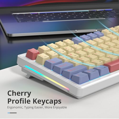 Image of 75% Cotton Candy Creamy Mechanical Keyboard Wired, Creamy Sound Gasket Gaming Thocky Keyboard with Knob, Hot Swappable RGB Custom Keyboard, Pre-lubed Cream Switch Keyboard (82 Candyfloss)