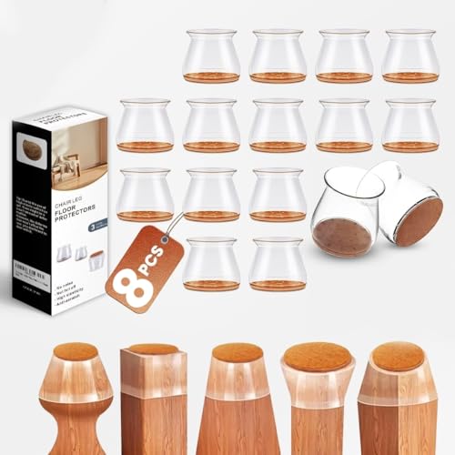 Image of 8 Pcs Silicone Chair Leg Floor Protectors, Premium Felt Furniture Pads for Hardwood Floors, Furniture Sliders for Chair Legs, Stool Leg Protectors Cap for Avoid Noise and Scratches (Clear, Large)