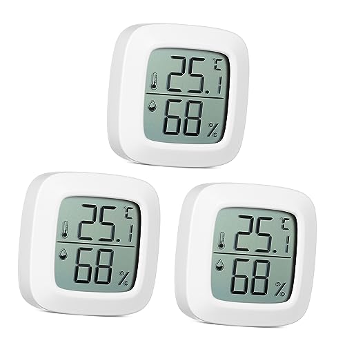 BESPORTBLE 3pcs Celsius Indoor Temperature Thermometer Decorative Thermometer Wall-Mounted Small Hygrometer car Digital Hygrometer White Temperature and Humidity Meter Magnet