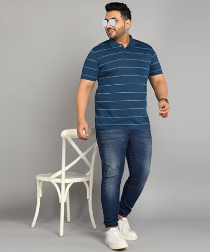 Image of INKKR Half Plus Size Men's Regular Fit Striped Tshirt