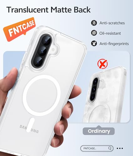 Image of FNTCASE for Galaxy A17 /A16 5G Phone Case: for Samsung A17 Cases [Compatible with Magsafe] [Screen Protector] Matte Translucent Military Grade Protection for Samsung A 17 & A 16 4G Cover - White
