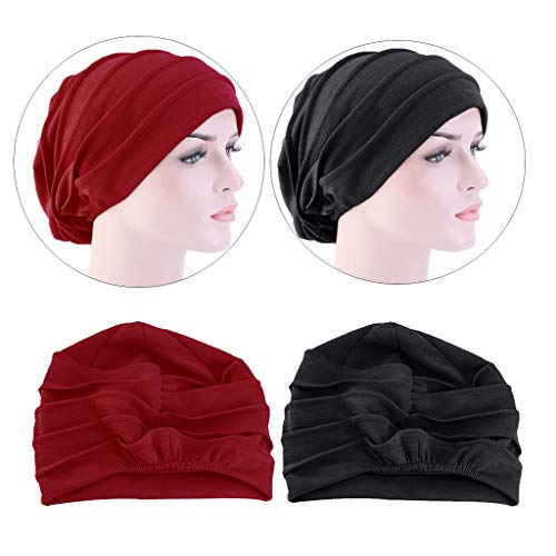 Gorro largo feminino F Fityle, 2 unidades, chapéu de malha de algodão de inverno confortável, chapéu