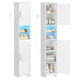 Design multifonctionnel : Ce meuble de rangement s'intègre parfaitement partout. Dans la salle de bain, il organise gel douche et serviettes. Dans le salon, il sert de vitrine pour livres et décorations. Le long cordon d'alimentation inclus permet un placement flexible, loin des prises