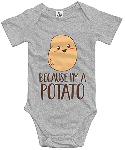 Poemsimai Because I'm A Potato Cute Bodysuit Infant Short Sleeve Romper For Baby Unisex