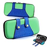 Tasche kompatibel mit Nintendo Switch and Switch OLED Niedliche Harte Tragetasche Hülle Case Schutzhülle mit Aufbewahrung für 10 Spiele, Konsole & Zubehör für Mario-Fans -Grün