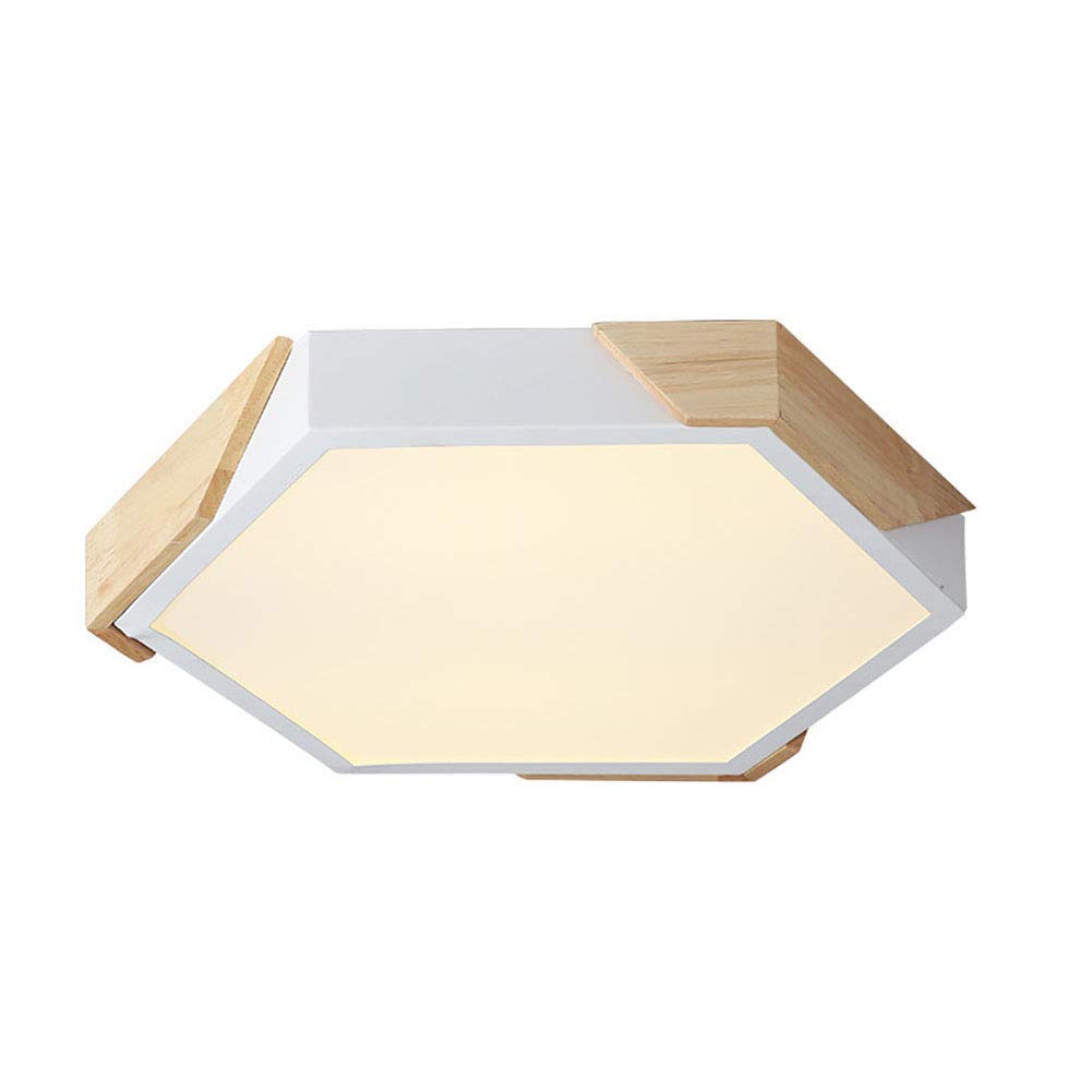 Lámpara de madera para pasillo y comedor plafón LED nórdico de 50cm regulable con mando