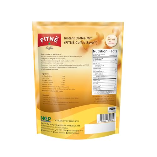 FITNE Instant 3 in 1 Coffee Packets Mix with L-Carnitine for Workout Exercise Vitamin B1 B2 B6 Smooth Blend No Sugar Sucralose Sweetener, 10 Sticks