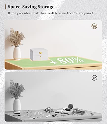 Jewelry Box Organizer For Women Girls, 3 Layer White Pu Leather Jewelry Storage Case With 2 Removable Drawers, Mirror, Key Lock And 4 Pcs Jewelry Bags For Rings, Earrings, Necklace, Bracelet #TOP1