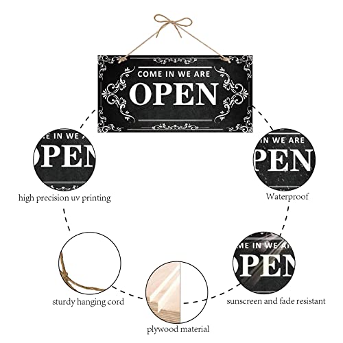 CREATCABIN Open Closed Sign Business Doppelseitiges Schild Wasserdichtes Holzschild Aufhängen Wandkunst Für Business Tür Wände Schaufenster Shop Bar Hotel Dekoration Geschenk 30x15cm Klassische Farbe