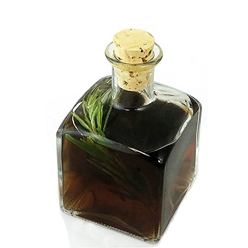 BARCONIC Square Craft Bartending Bottle w/Cork - Clear 7oz / 210ml