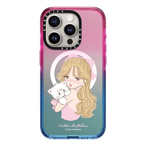 CASETiFY MagSafe �Ή��C���p�N�g iPhone 15 Pro �P�[�X [MIL�K�i���� (4x MIL-STD-810G) / 2.5m����̗����������N���A] - girl & mousse (pink) - �R�b�g�� �L�����f�B