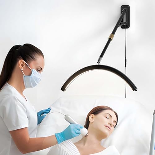 LED Beauty Half Moon Lamp - Adjustable 62-113cm Wall-Mounted Light for Tattoo & Barbershop, Makeup & Lash Fill Lighting, Perfect for Professional Use, White