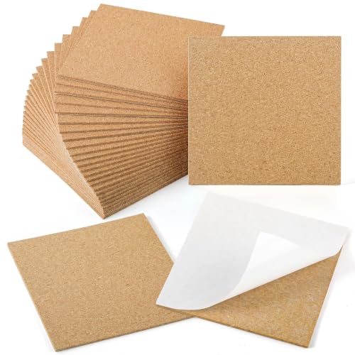 EgticLive 4 X 4 Inches Cork Sheets with Self Adhesive Backing (30)