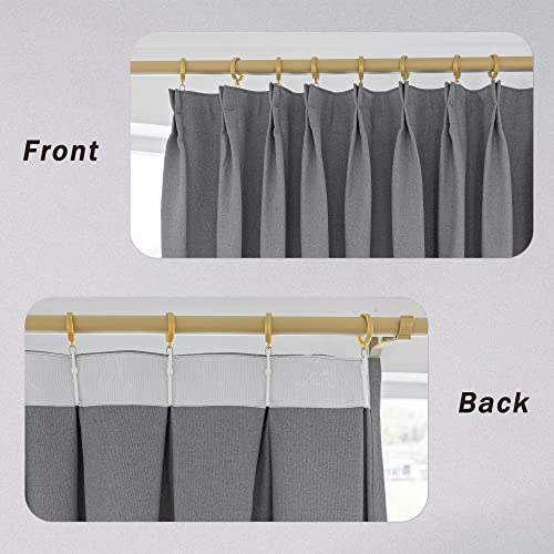 MUMFAS 72 W x 96 L inch Pinch Pleated Curtain Room Darkening Thermal Insulated Waterproof Faux Linen Drape for Living Room Bedroom Meetingroom Club Theater Patio Door (1 Panel, Light Grey) - image 3