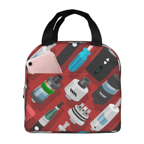 断熱ランチバッグ 大容量 防水 熱漏れ防止 スタイリッシュで丈夫 仕事、学校、アウトドア活動に便利 男女兼用 (Vape ベイプ アトマイザー 電子タバコ 代替 ボックス モッド コイル)