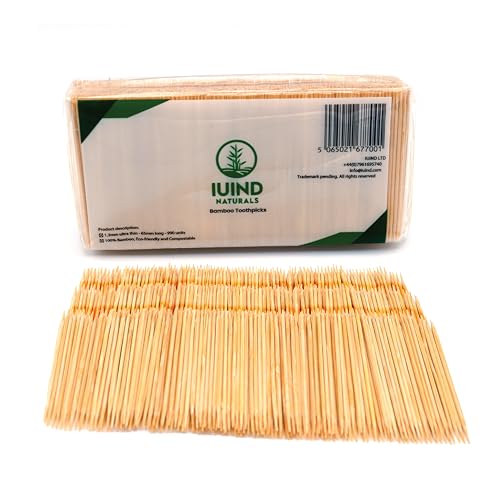 Ultra-Thin 0.05 inch(1.3mm) Bamboo Wooden Toothpicks - Cocktail Sticks - 990 Units per Pack - 2.6