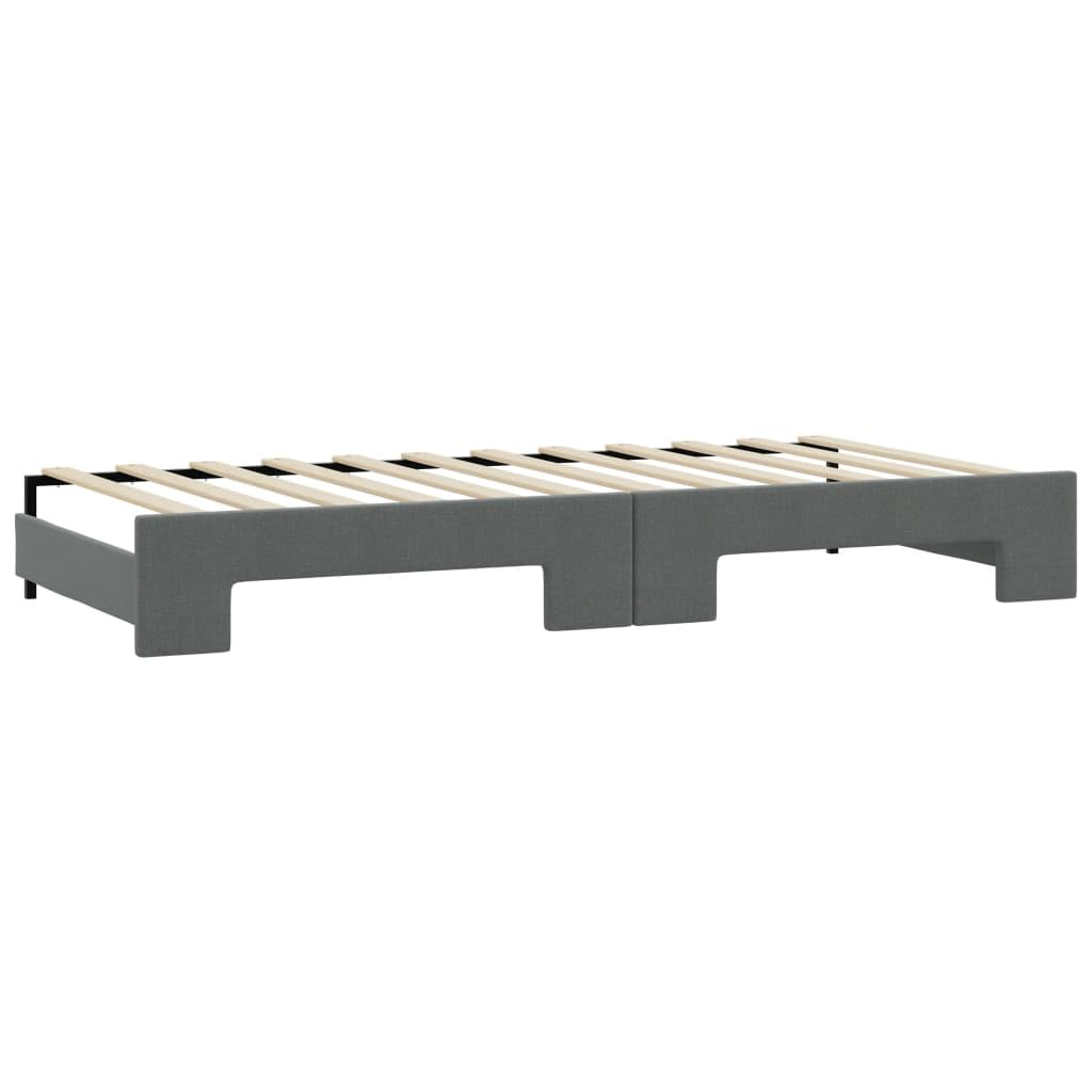 Tagesbett Ausziehbar mit Schubladen Dunkelgrau 100x200 cm Stoff, Polsterbett mit Lattenrost, Stauraum und Komfort, stabiles Bettgestell für Gästezimmer, platzsparende Schlaflösung