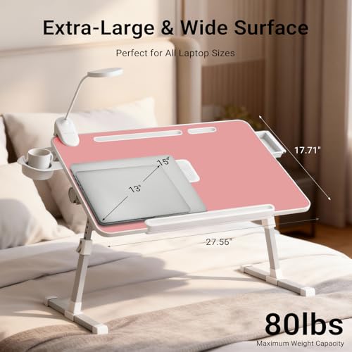 Image of iXTRA Adjustable Laptop Lap Desk with Cooling Fan USB Light for Adults