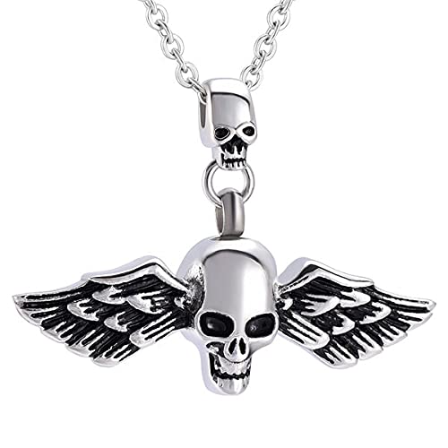 Bijoux cendres pendentif souvenir aile crâne collier mémorial hommes