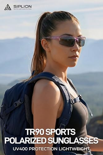 Image of SIPLION Polarized Sunglasses Men Sports: UV400 Protection Anti-Slip Wrap-Around TR90 Frame for Driving Fishing Golf Running